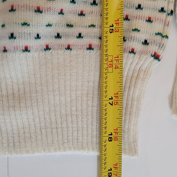 Vintage Eclipse Los Angeles White Confetti Flower Sweater Kids Sz 7 100% Acrylic - Picture 9 of 9